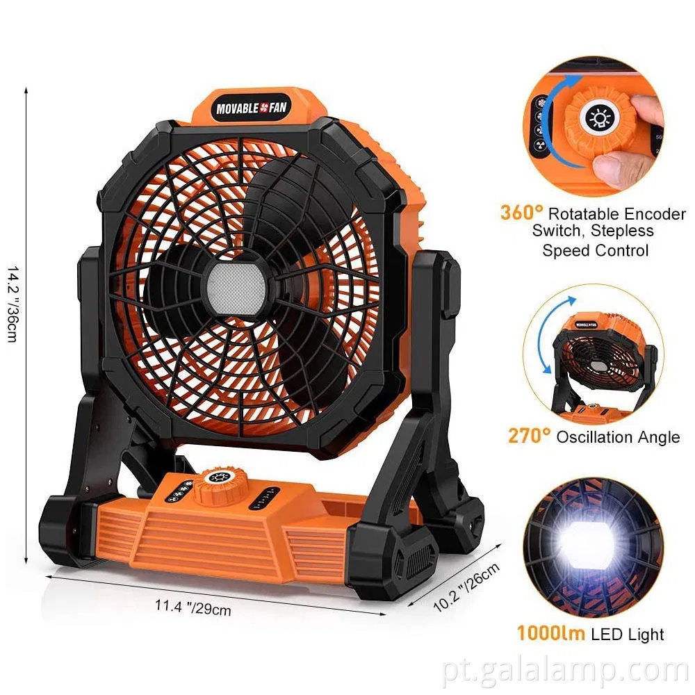 Suporte de luz LED e bateria portátil minirechargegable carregamento de acampamento de piso solar ventilador